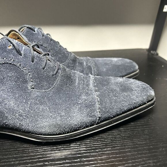 Magnanni "Tosi" Cap Toe Suede Leather Oxford, Navy, Men's 12 M - Picture 5 of 12